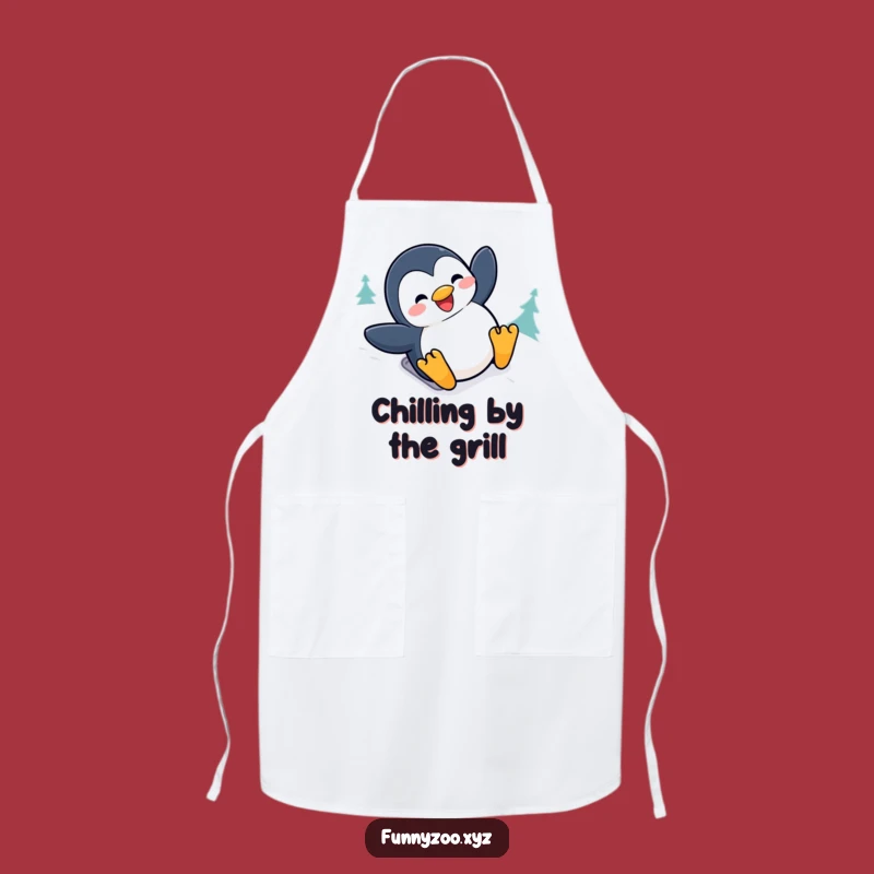 Funny Penguin Sliding Apron: Joyful Snow Bird Kitchen Wear, Great Funny Gift