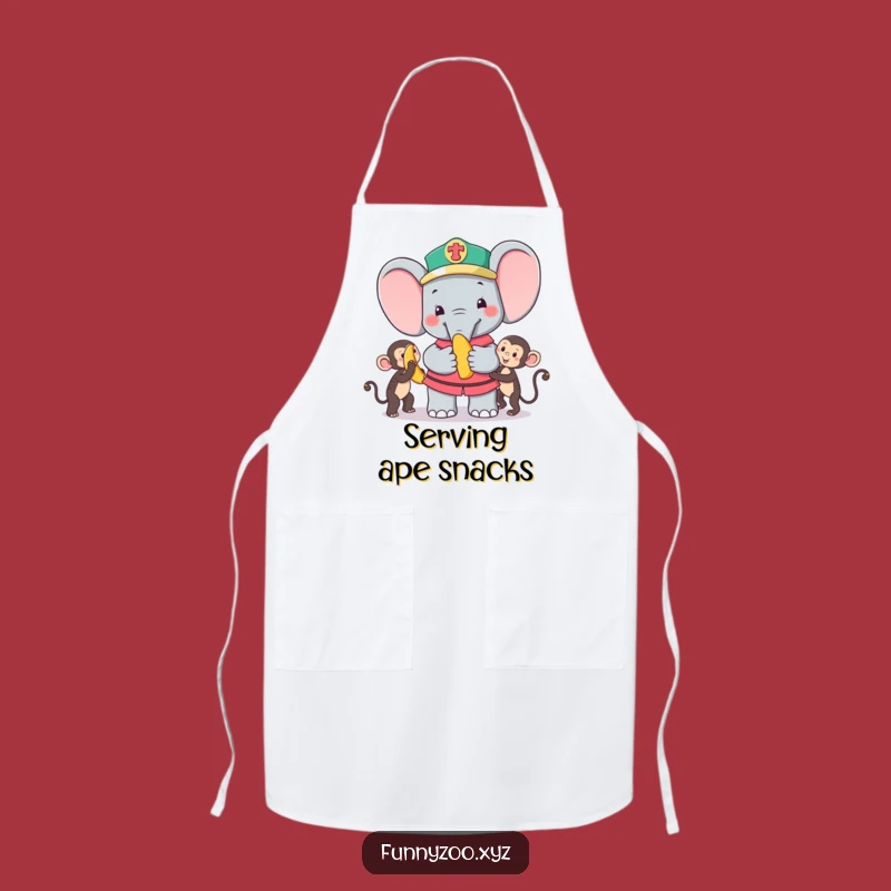 Funny Elephant Zookeeper Apron: Chef's Delight with Monkey Banana Fun!