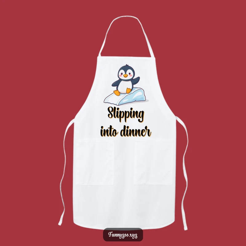 Funny Penguin Slide Apron: Kitchen Cool with Hilarious Arctic Fun!