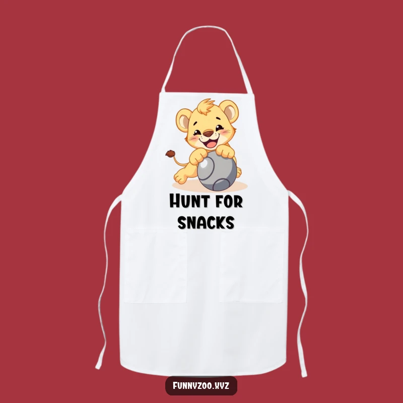 Funny Lion Cub Pouncing Apron, Playful Chef Wear, Kitchen Funny Gift
