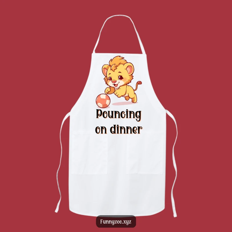 Funny Lion Cub Pounce Apron: Playful Cub Chef, Kitchen Funny Gift