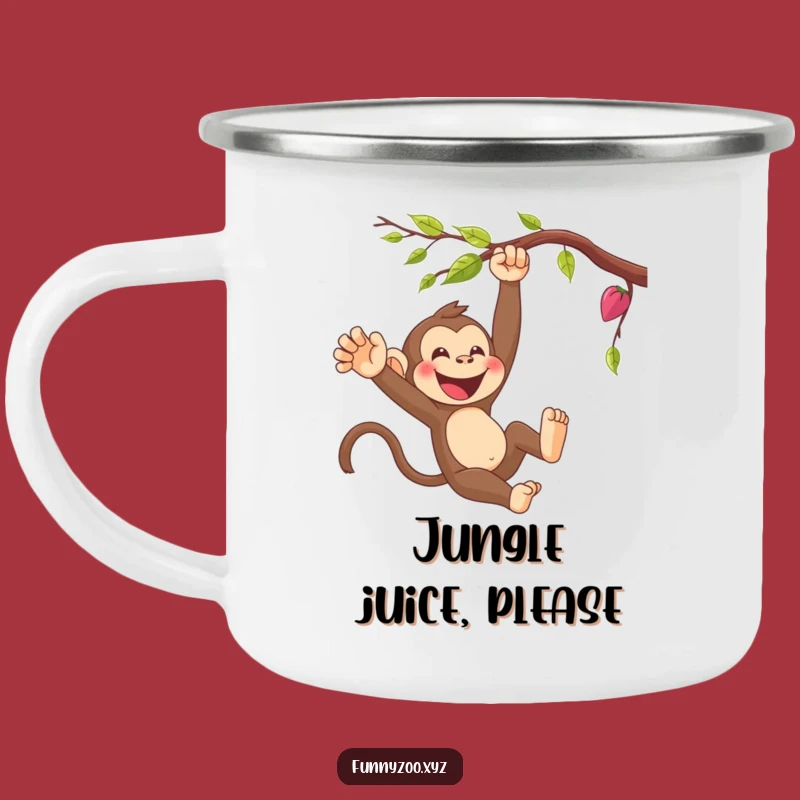 Funny Monkey Swinging Camping Mug - Adventure Cartoon Cup, Outdoor Laugh