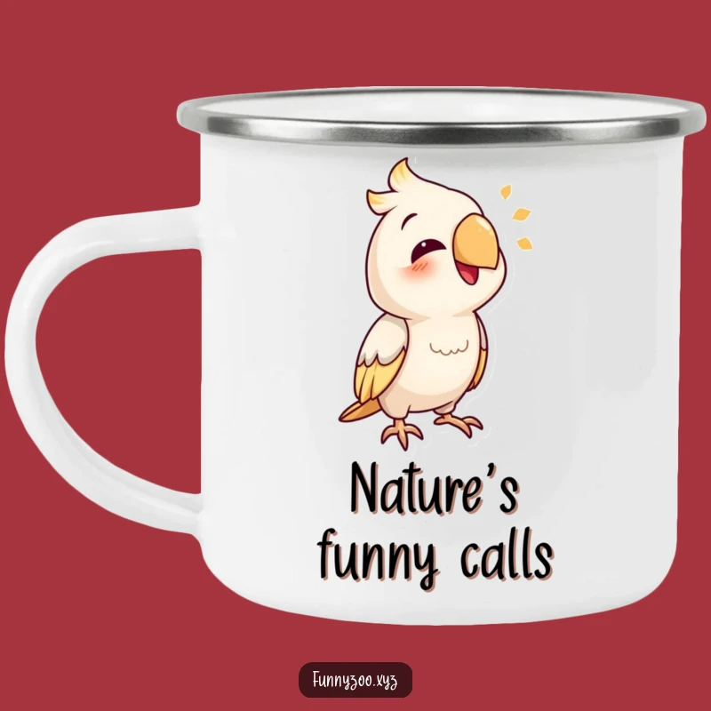 Funny Parrot Mimic Camping Mug: Adventure-Ready Drinkware with a Humorous Bird