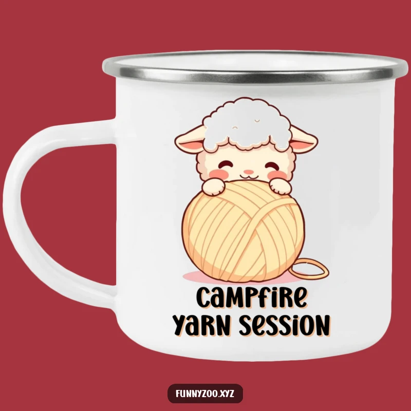 Funny Sheep Yarn Camping Mug: Crafty Adventures with Hilarious Sheep!