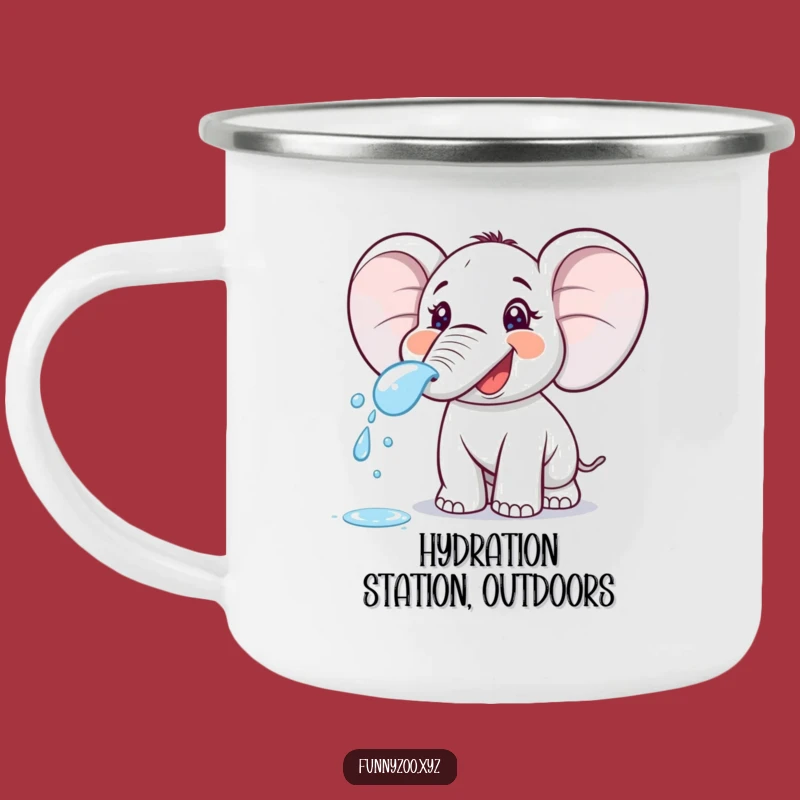 Funny Elephant Spraying Camping Mug - Safari Cartoon Cup, Outdoor Fun