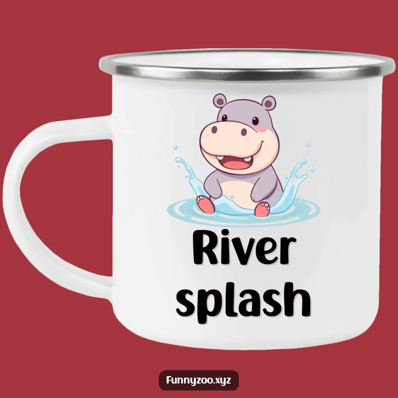 Funny River Hippo Camping Mug: Rugged & Humorous Character Adventure Cup Gift