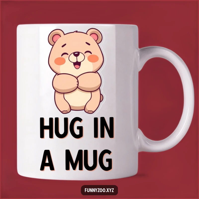 Funny Cheerful Bear Hug Mug: Happy Animal Coffee Cup, Perfect Comforting Funny Gift