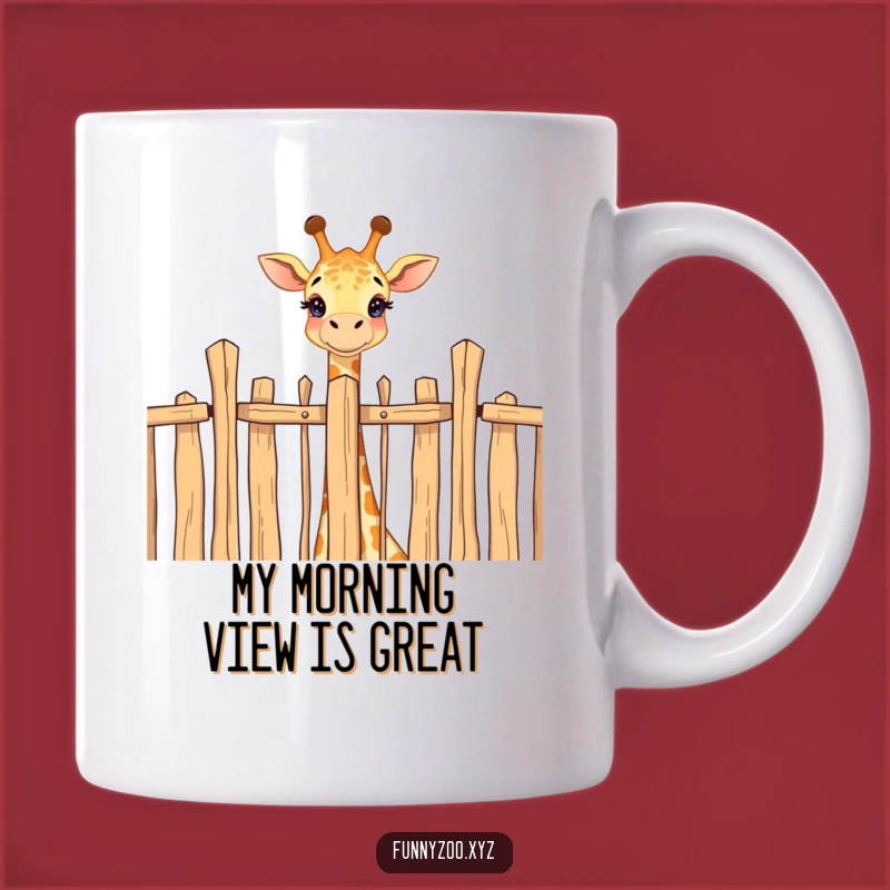 Funny Giraffe Fence Peek Mug - Joyful Animal Humor Gift for Giraffe Lovers