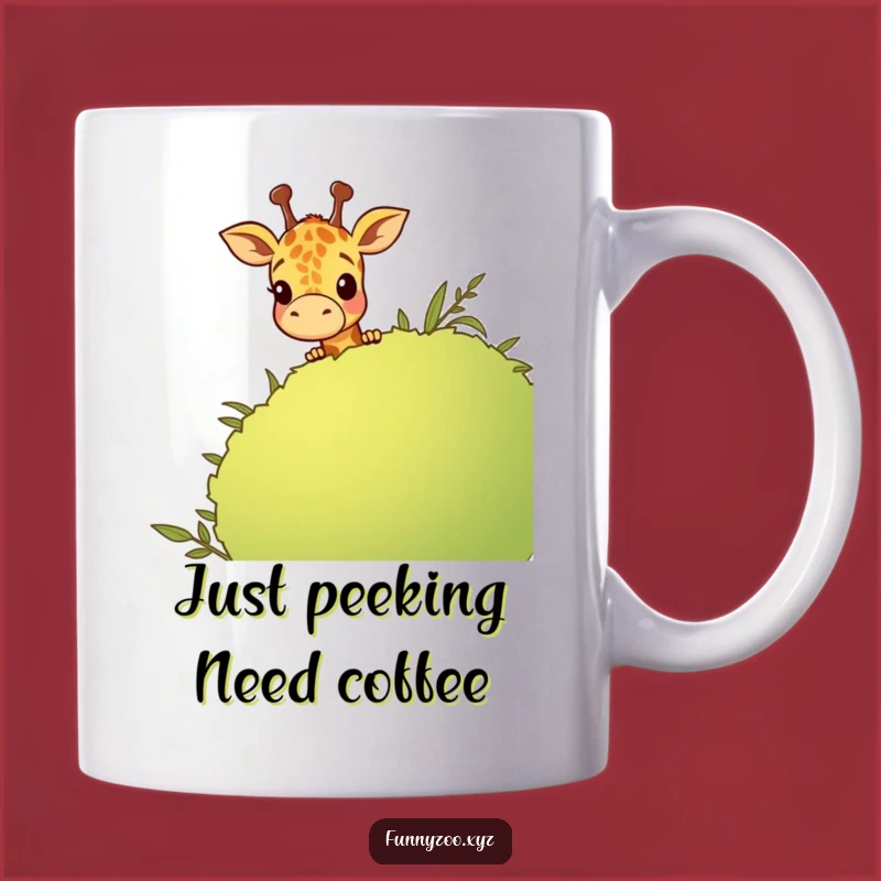 Funny Giraffe Peeking Mug - Hilarious Cartoon Bush Moment, Perfect Gift