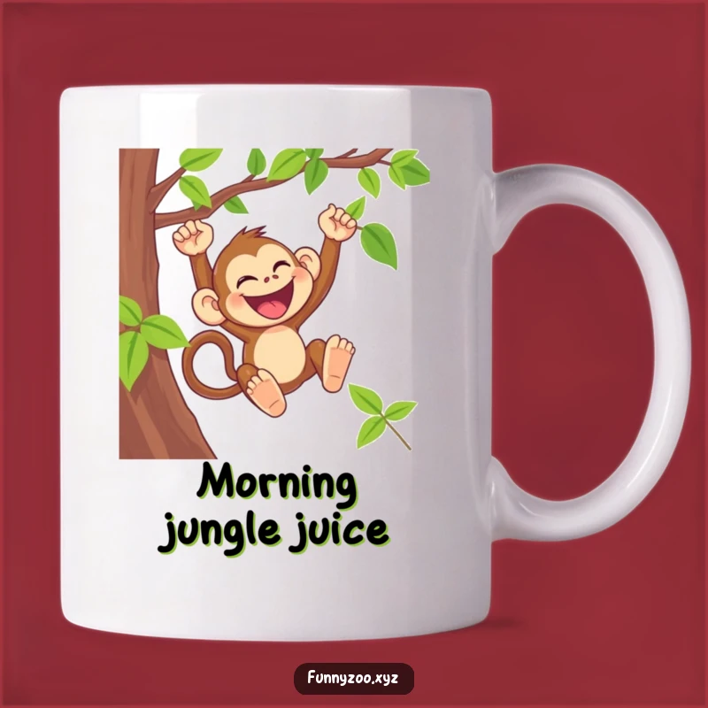 Funny Monkey Swinging Mug: Joyful Primate Gift for Happy Mornings