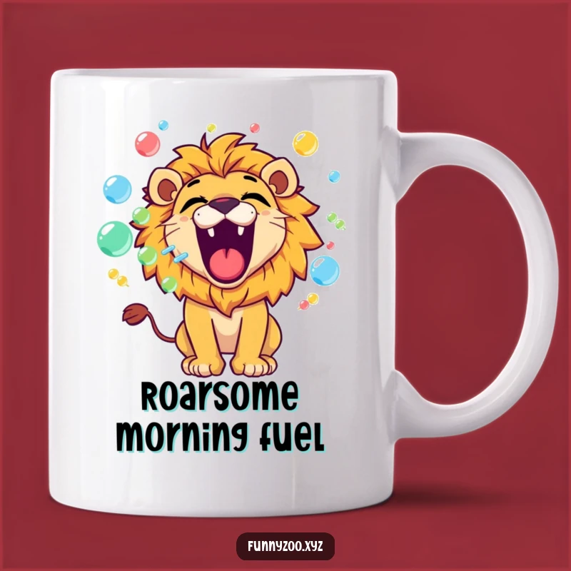Funny Lion Bubbles Mug: Playful Roar Gift, Perfect Whimsical Present