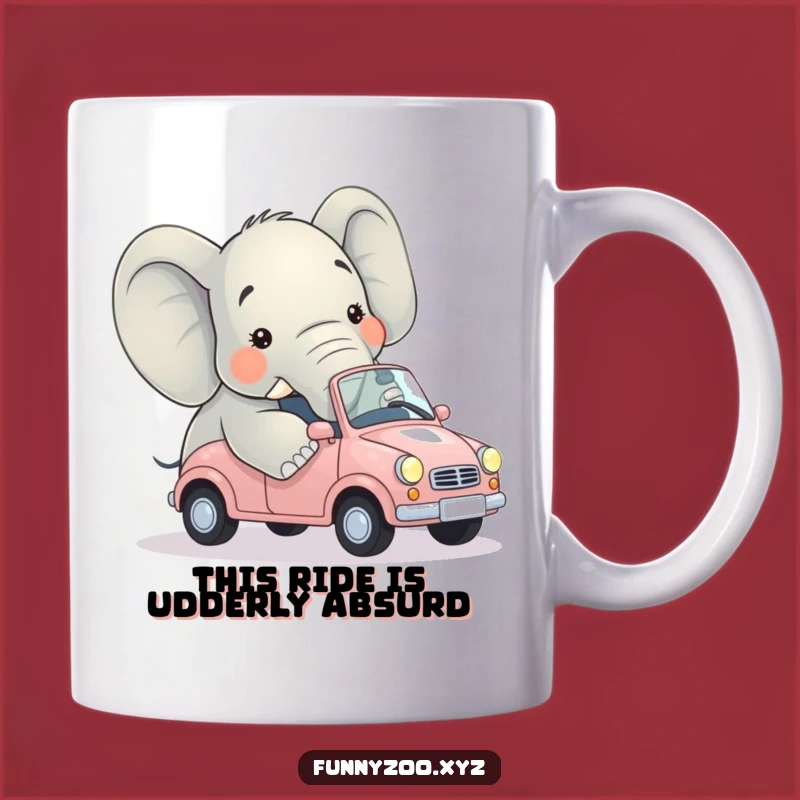 Funny Elephant Car Confusion Mug - Hilarious Animal Humor Gift for Elephant Lovers