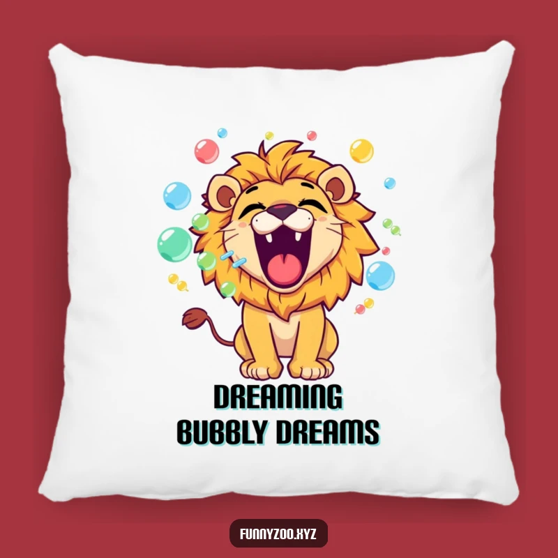 Funny Lion Bubbles Pillow: Soft Playful Roar Cushion, Cozy Funny Gift