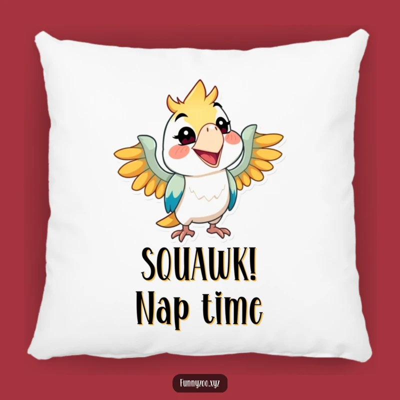Funny Parrot Grin Pillow, Cozy Mischievous Cushion, Perfect Funny Gift