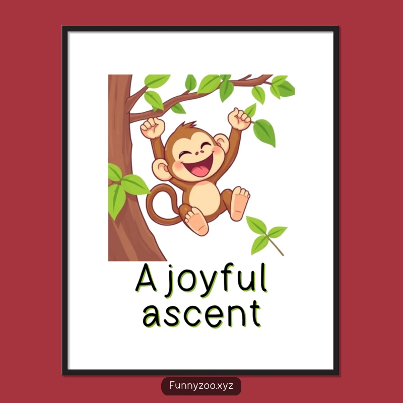 Funny Monkey Swinging Digital Art: Primate Print for Instant Joy