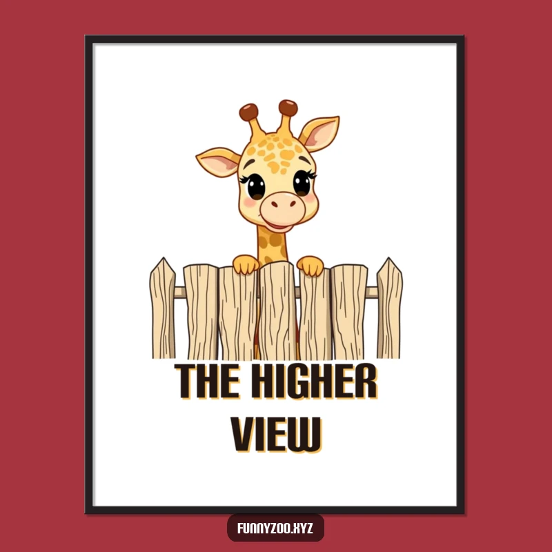 Funny Giraffe Fence Digital Art: Instant Amusement for Your Walls!