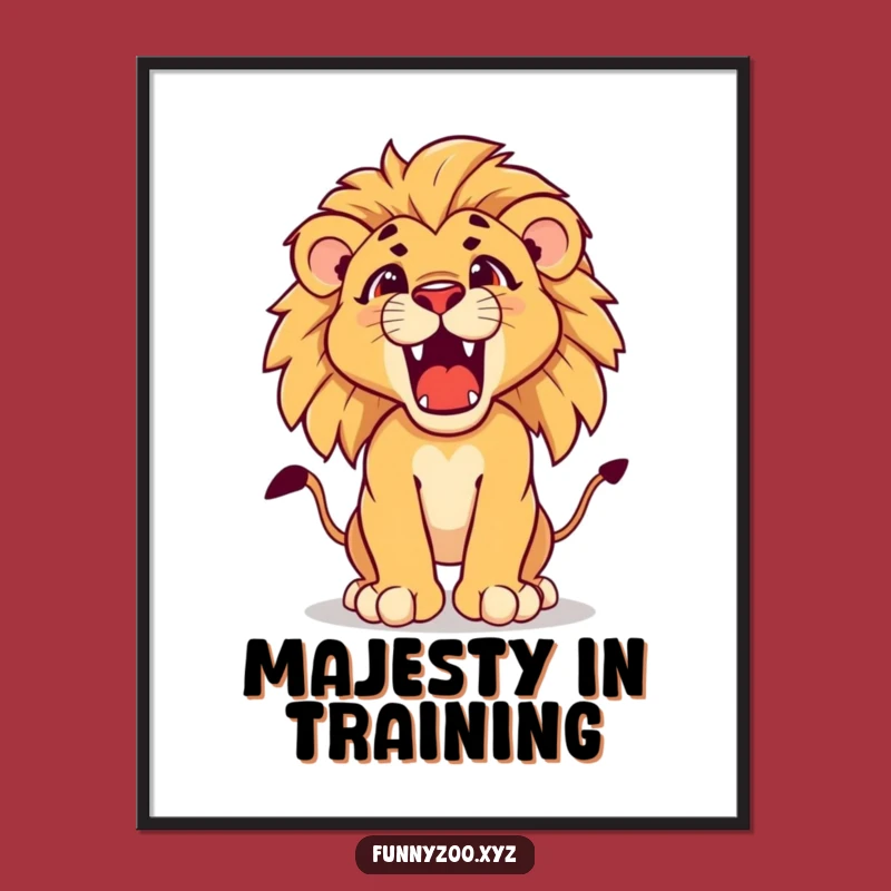 Funny Lion Cub Roar Digital Art: Fierce Cub Printable, Instant Humorous Decor