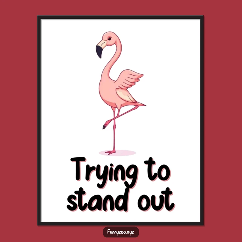 Funny Flamingo Handstand Digital Art: Hilarious Bird Pose for Instant Download