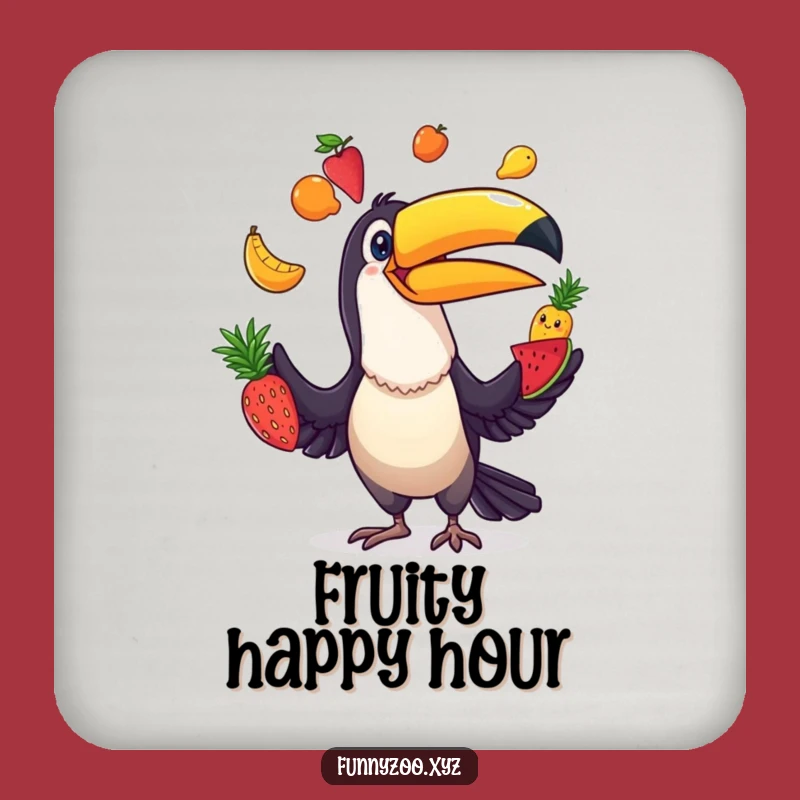 Funny Toucan Juggler Coaster: Fruit Bird Art, Protect Surfaces Humorously