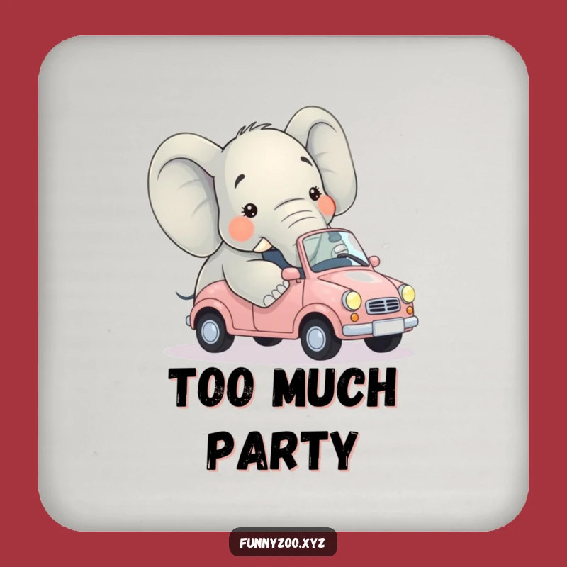 Funny Elephant Car Mishap Drink Coaster - Hilarious Table Protection Gift