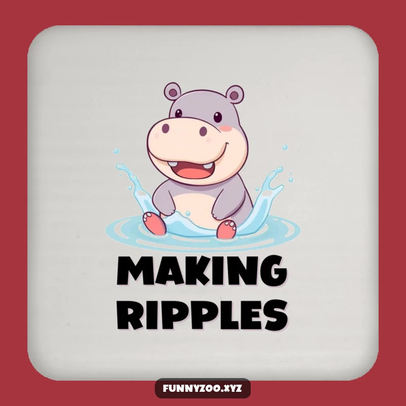 Funny Hippo Splash Coaster: Protect Surfaces with Humorous Character Art Gift