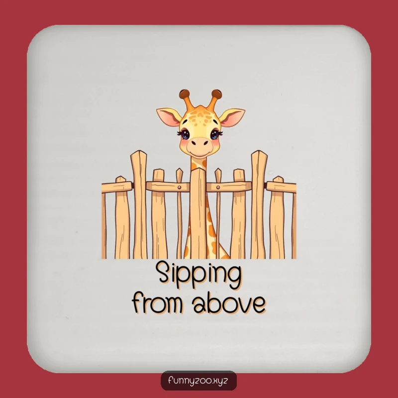 Funny Giraffe Fence Peek Drink Coaster - Whimsical Table Protection Gift