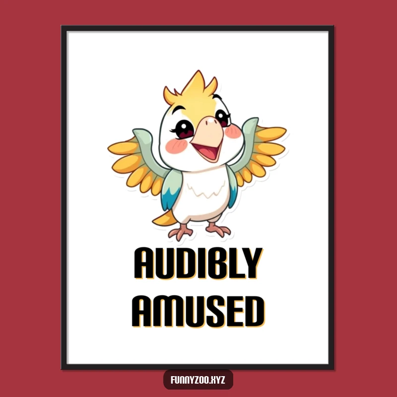 Funny Parrot Grin Poster, Mischievous Bird Art, Hilarious Funny Gift Decor
