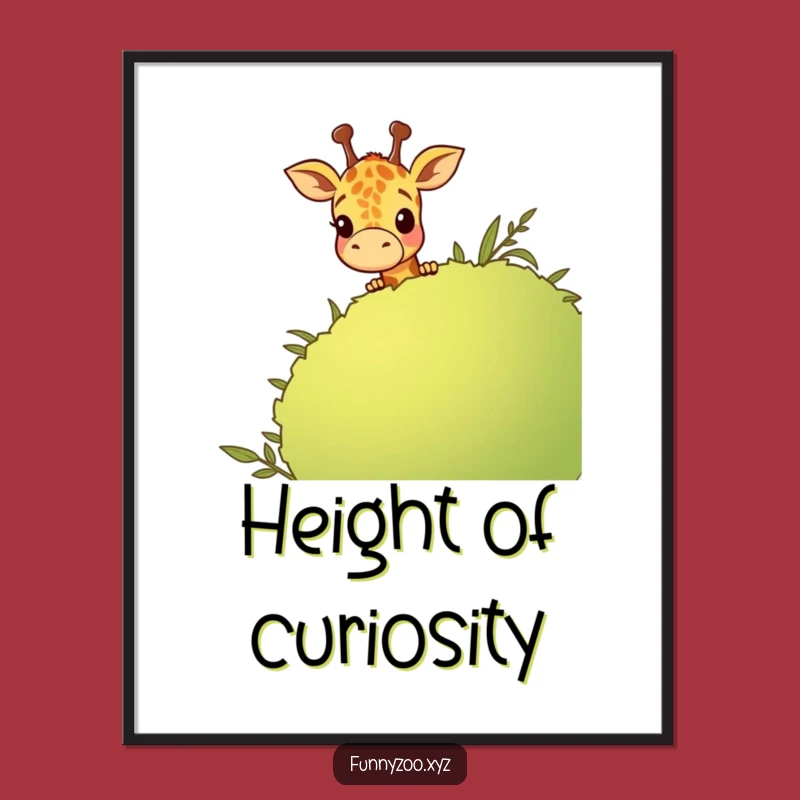 Funny Giraffe Bush Peeking Poster - Humorous Animal Cartoon Art, Great Decor