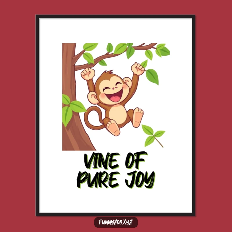 Funny Monkey Swinging Poster: Primate Art for Joyful Spaces