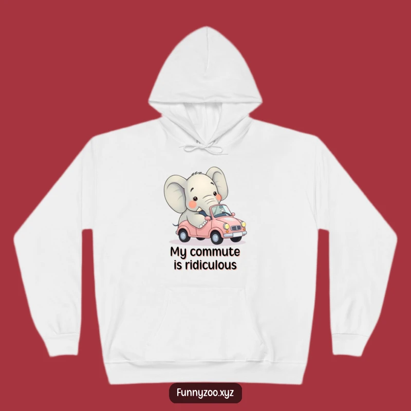 Funny Elephant Tiny Car Hoodie - Cozy and Hilarious Animal Humor Gift