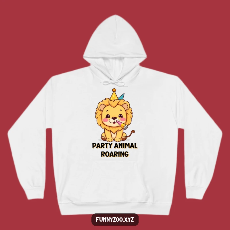 Funny Lion Party Hoodie: Cozy Celebrations & Roaring Style, Perfect Gift!