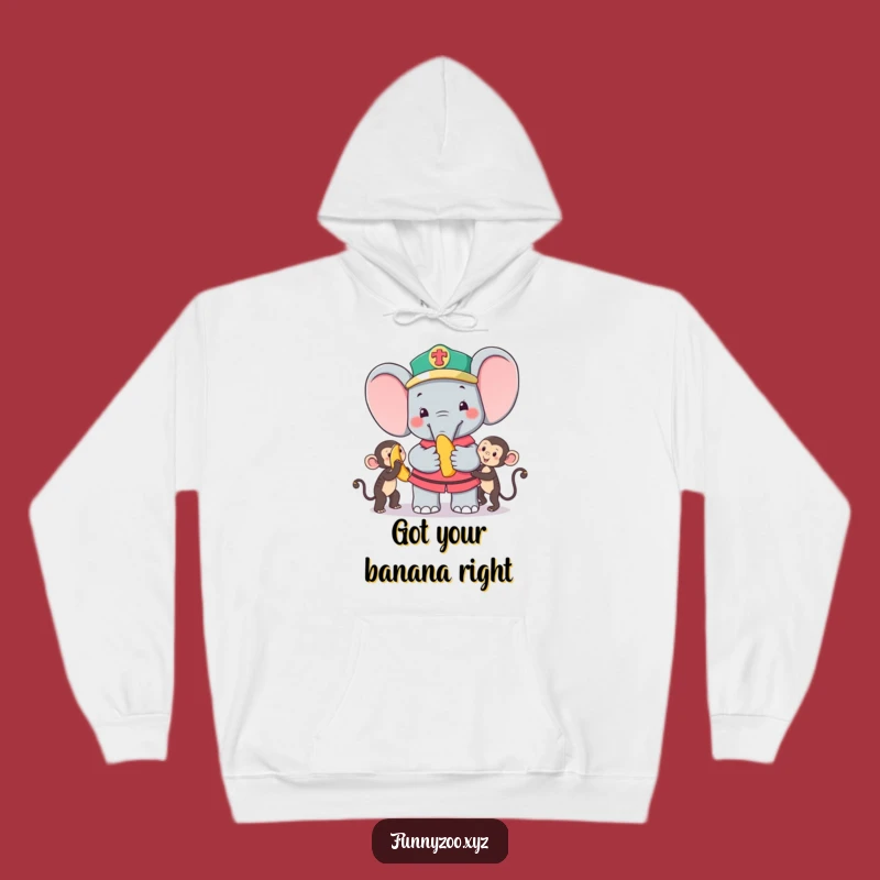 Funny Elephant Zookeeper Hoodie: Cozy & Hilarious Monkey Banana Gift!