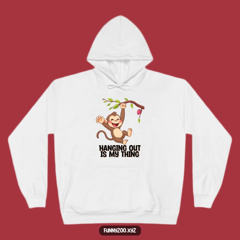 Funny Monkey Swinging Hoodie - Cozy Cartoon Character Sweatshirt, Great Gift