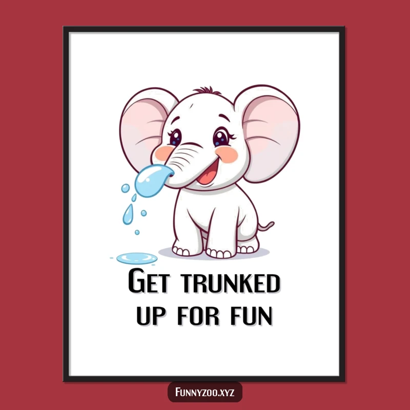 Free Printable Elephant Wall Art - Water Spraying Joy Downloadable Decor