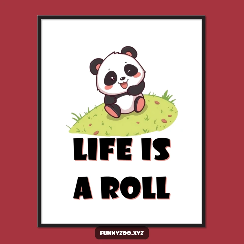 Funny Panda Rolling Art Free Printable: Hilarious Hillside Downloadable Decor