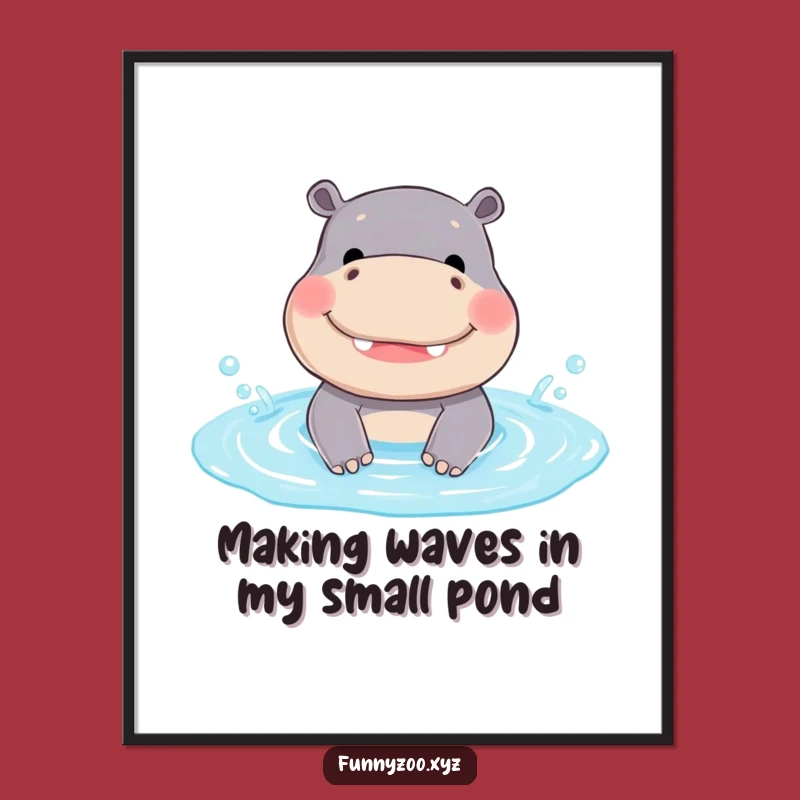 Funny Free Printable Wall Art: Smiling Hippo Splash - Adorable Decor!