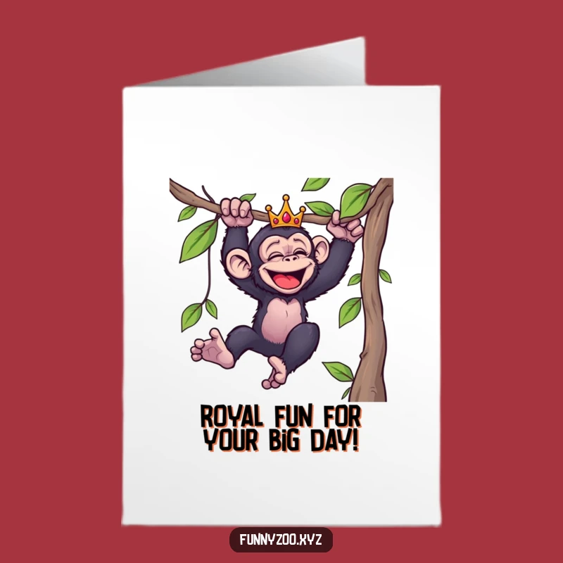 Get this hilarious Free Printable Birthday Card featuring a crowned chimp ready to party. Simply Print at Home for instant laughs!