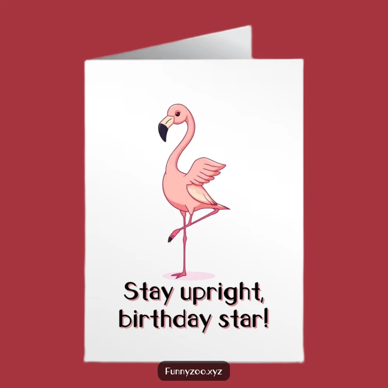 Free Printable Flamingo Handstand Birthday Card - Funny Downloadable for a Balancing Act Celebration!