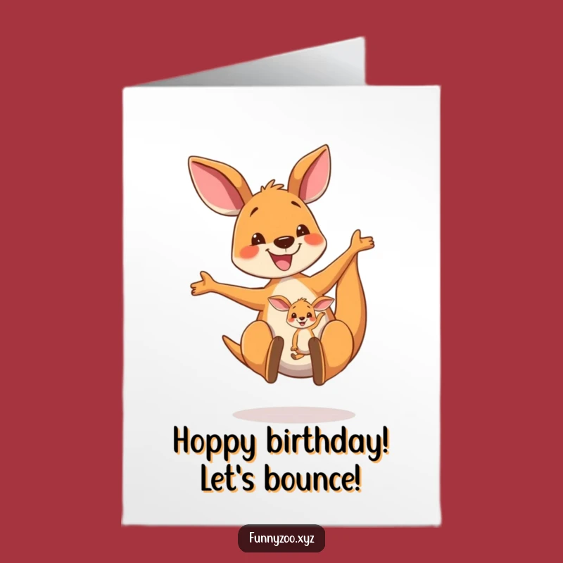 Free Printable Birthday Card: Funny Kangaroo Joyful Bounce Downloadable Gift