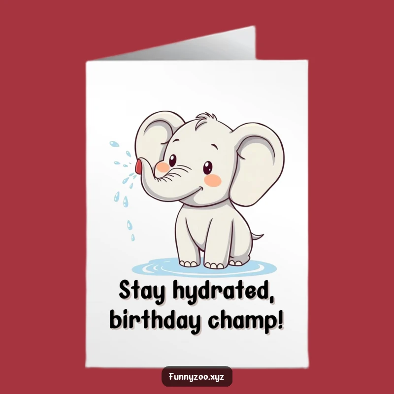 Free Printable Birthday Card: Funny Elephant Spraying Water Downloadable Gift