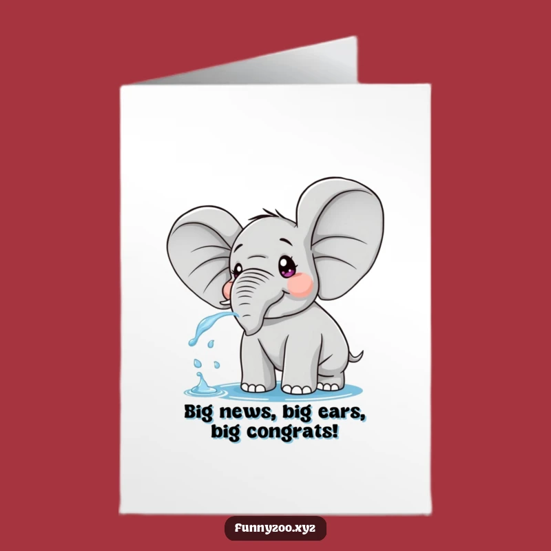 Celebrate their win with a splash using this funny Free Printable Congratulations Card! An elephant celebrates with joy. Print at Home!
