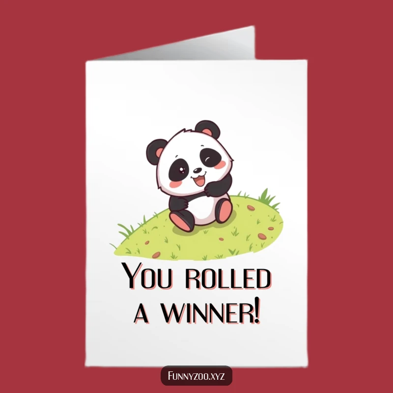 Hilarious Panda Congrats Card Free Printable: Rolling Downhill Success Downloadable Gift
