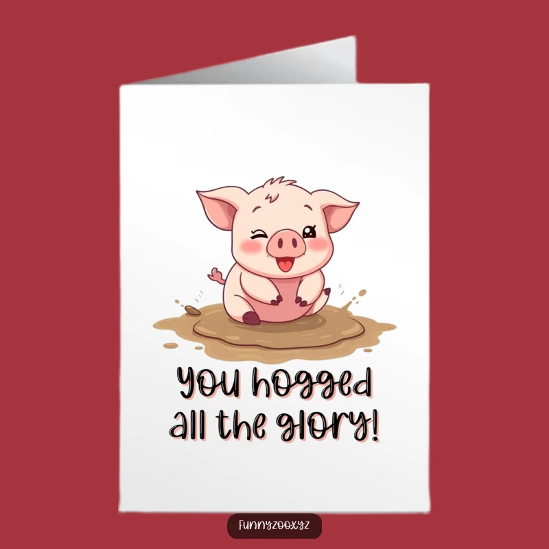 Free Printable Piglet Congratulations Card: Humorous Downloadable Greeting for Messy Success