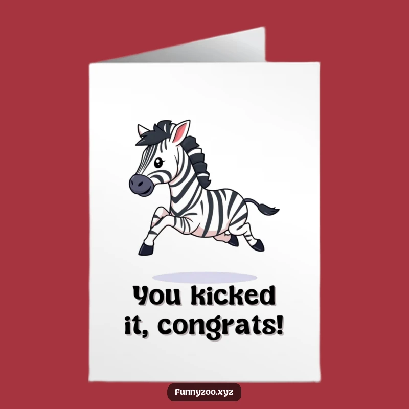 Playful Zebra Congrats Card Free Printable: Galloping Success Downloadable Gift