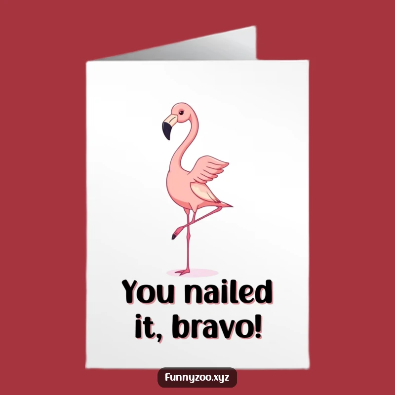 Free Printable Flamingo Handstand Congrats Card - Hilarious Downloadable for Achieving the Impossible!