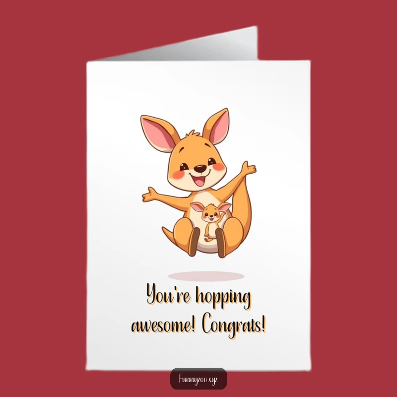 Free Printable Congrats Card: Bouncing Kangaroo Joey Celebration Downloadable Gift