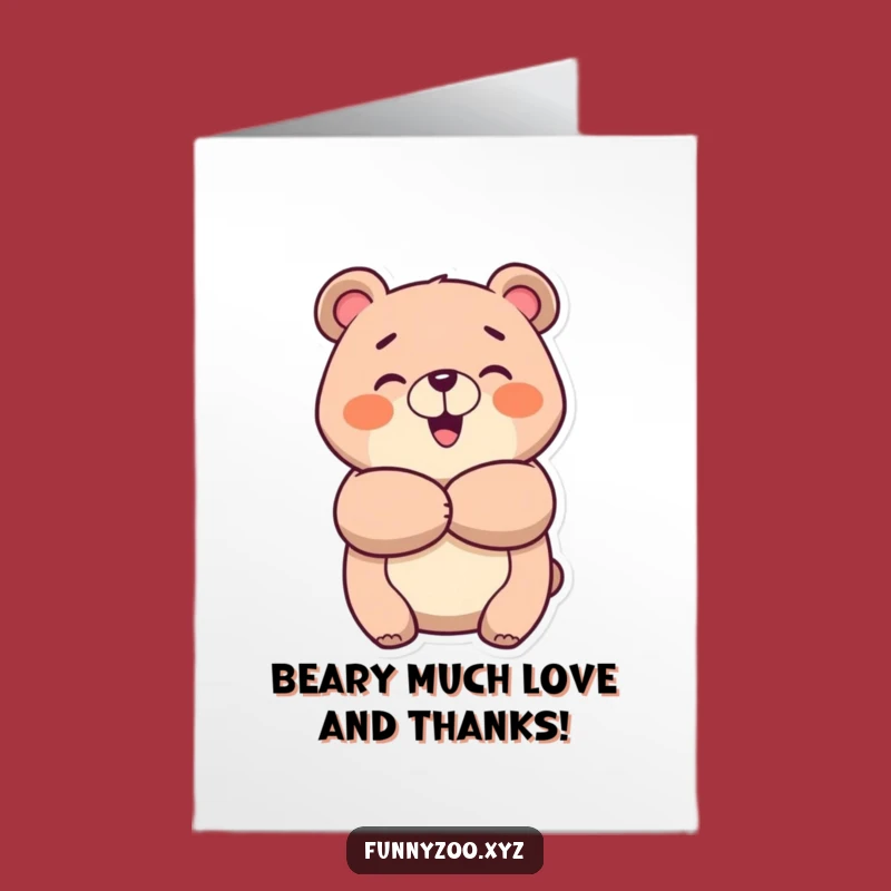 Free Printable Funny Bear Thank You Card: Big Hug Downloadable Gift
