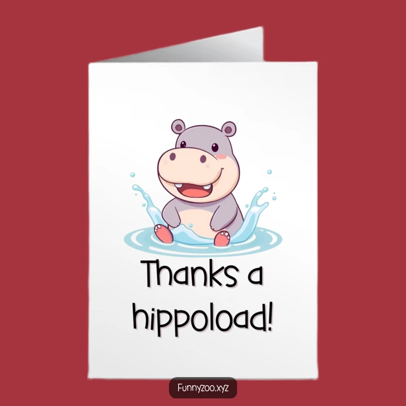 Free Printable Hippo Thank You Card: Grateful Splashes for Your Kindness