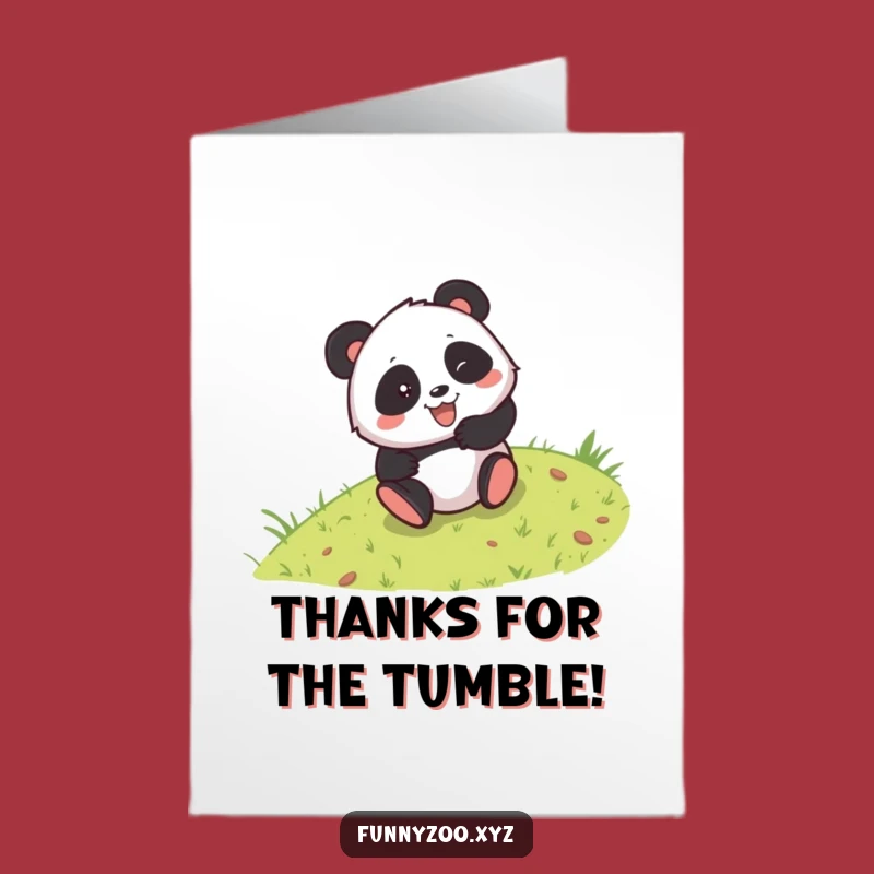 Funny Panda Thank You Card Free Printable: Rolling Appreciation Downloadable Gift
