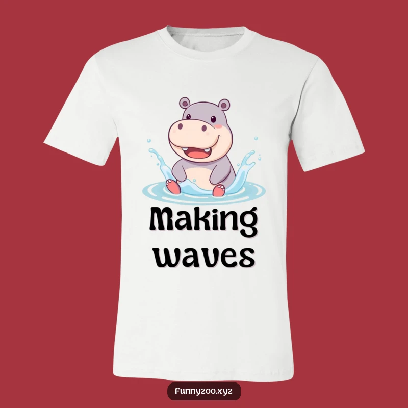 Funny Hippo Splash T-Shirt: Enthusiastic Character Tee for Water Lovers Gift